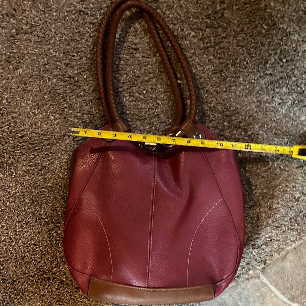 Elegant Burgundy and Brown Women's Handbag